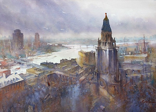 600x431 City Building Watercolor Painting Of Thomas W. Schaller Best