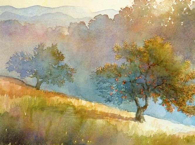 665x496 Awesome Watercolor Landscape Painting