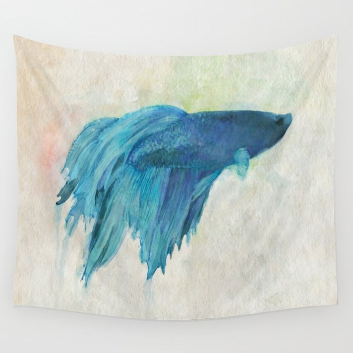700x700 Betta Fish Watercolor Wall Tapestry By Lunareef Society6