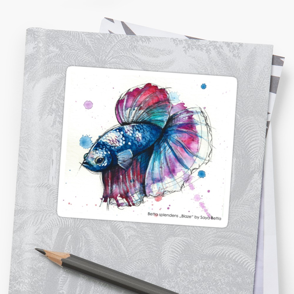 1000x1000 Watercolour Betta Blaze Stickers By Basement Creations Redbubble