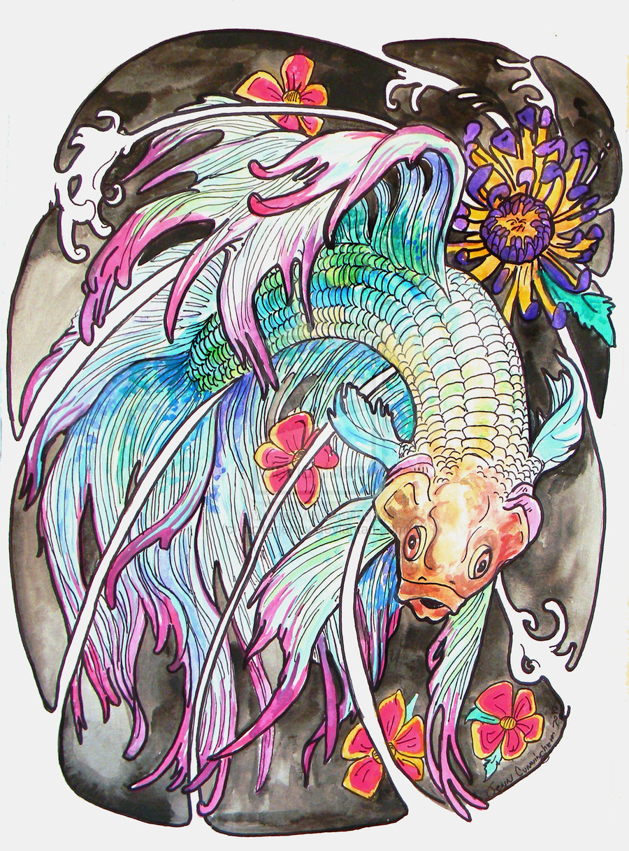 900x1218 Watercolor Betta Fish Tattoo