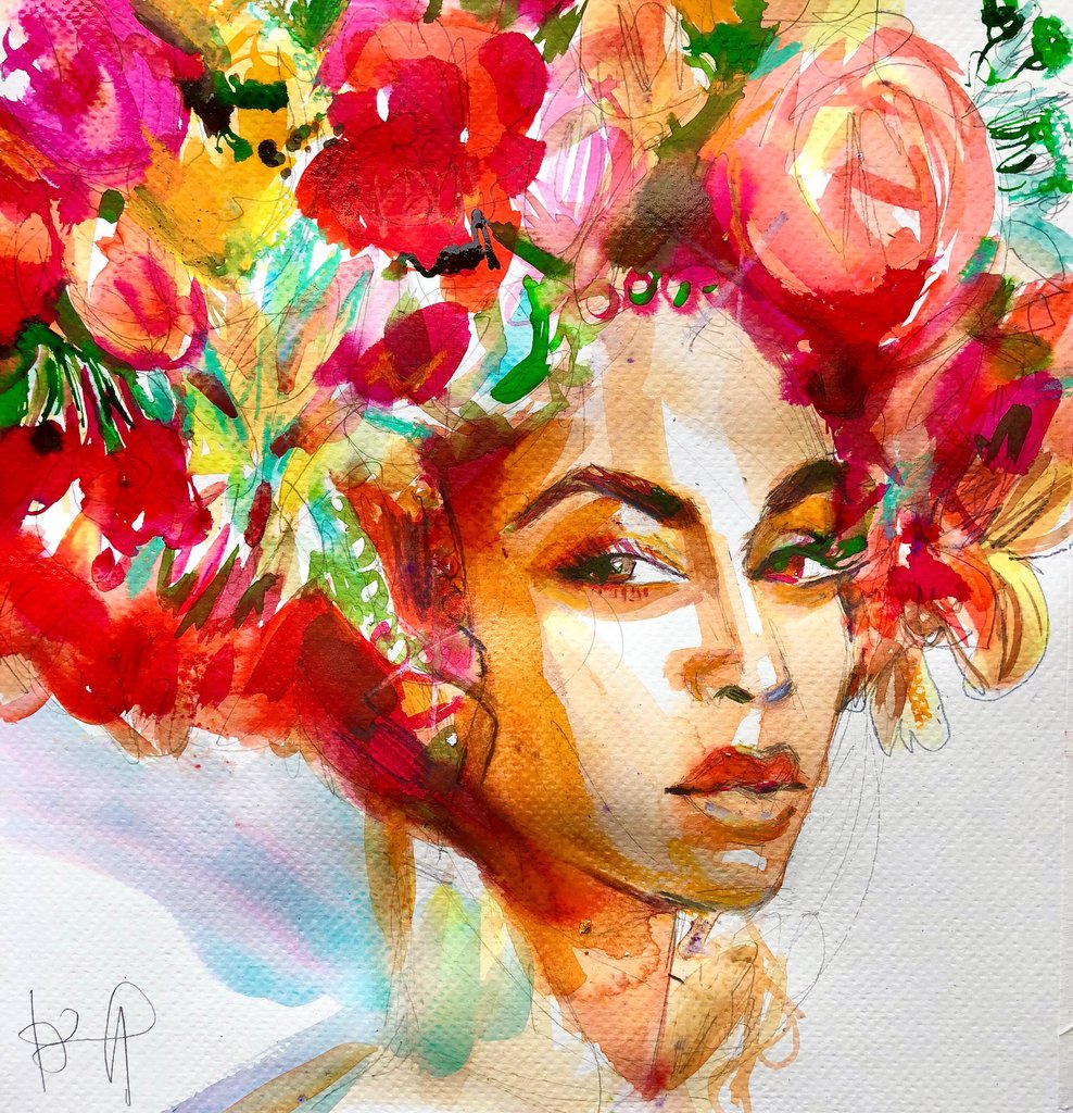 988x1024 Original Watercolor Painting. Kyra Kendall