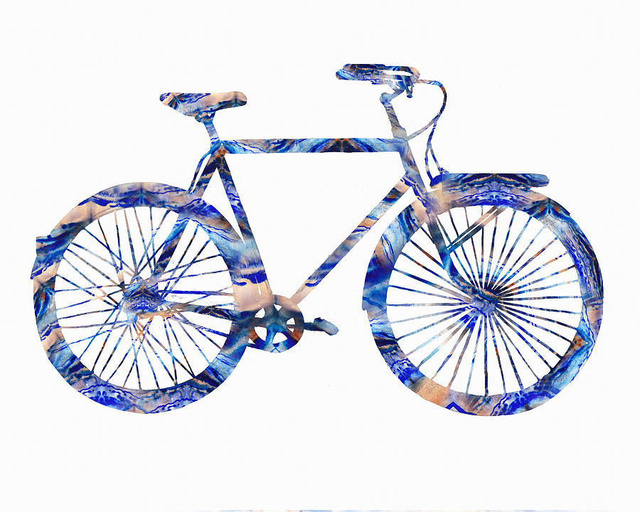 900x720 Blue Bicycle Watercolor Silhouette Painting By Irina Sztukowski