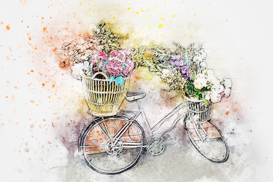 960x640 Free Photo Vintage Flowers Abstract Bicycle Watercolor Art