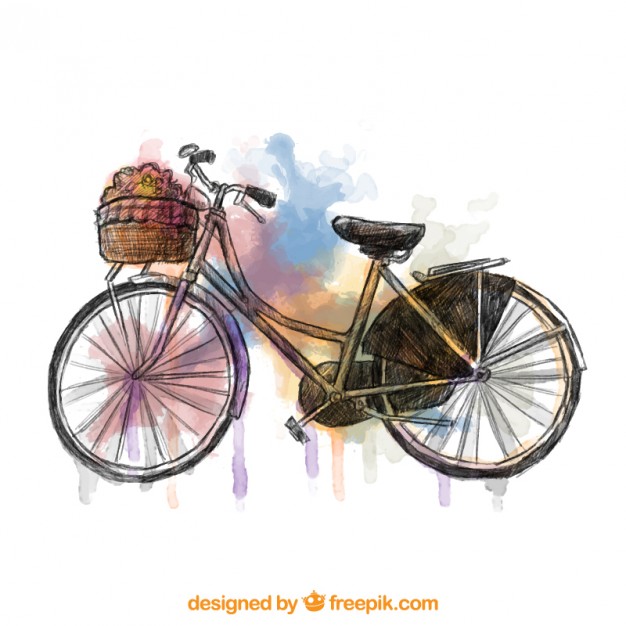 626x626 Watercolor Bicycle Vector Free Download