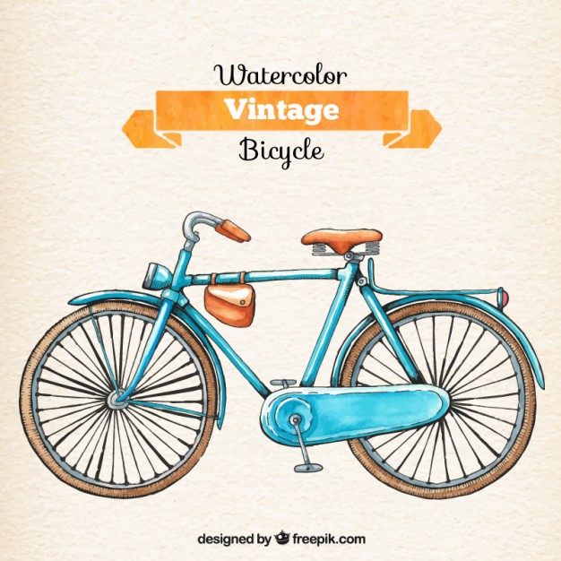 626x626 Watercolor Retro Bicycle Vector Free Download