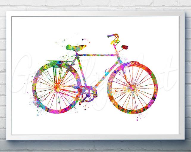 642x513 Bicycle Watercolor Art Print Watercolor Painting Bicycle Etsy