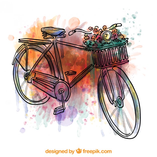 626x626 Hand Painted Bike With Watercolor Splashes Vector Premium Download