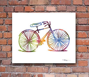 300x260 Vintage Bicycle Abstract Watercolor Bike Painting Art Print By