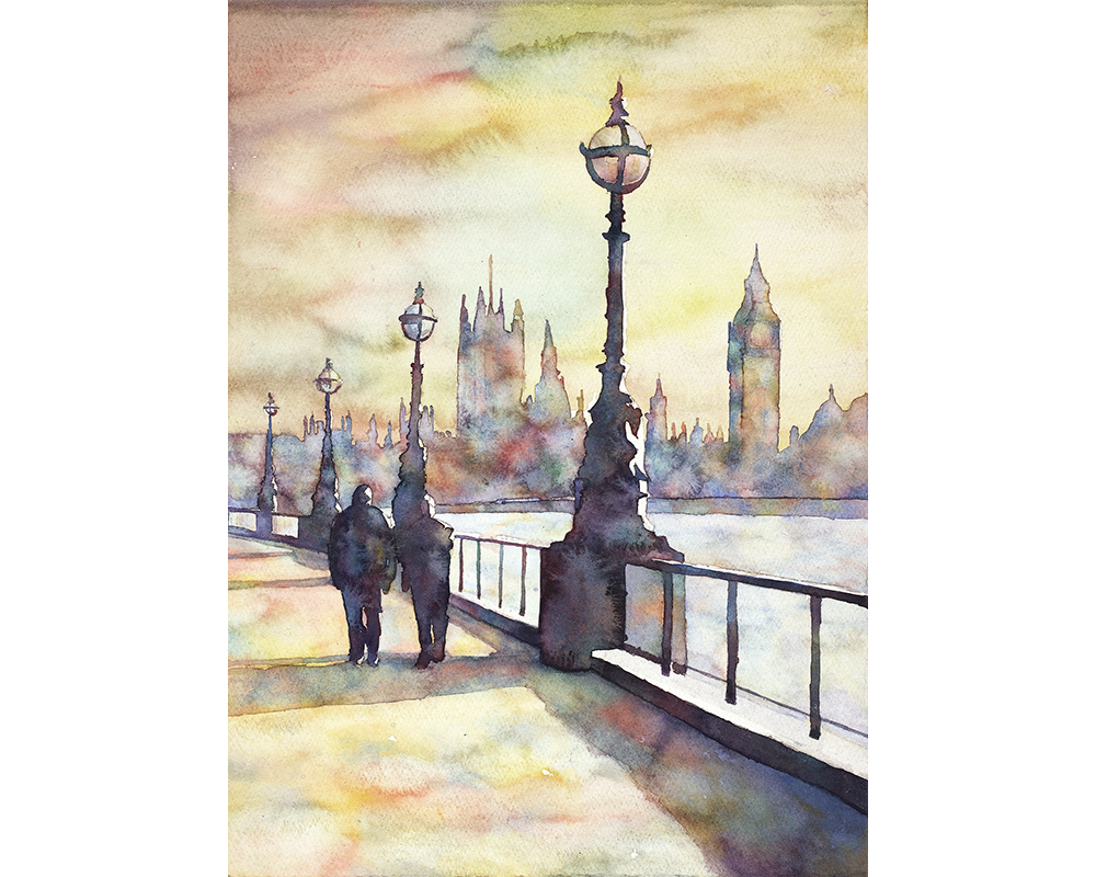 1000x800 Big Ben In London. Fine Art Print Of Watercolor Painting (Print