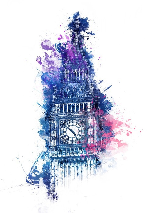 495x700 Colorful Watercolor Painting Of Big Ben Wall Mural We