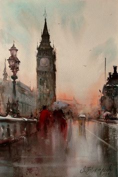 236x354 Art Work Big Ben And Watercolor
