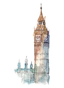 255x350 Watercolor Big Ben Temporary Tattoos Taintedtats