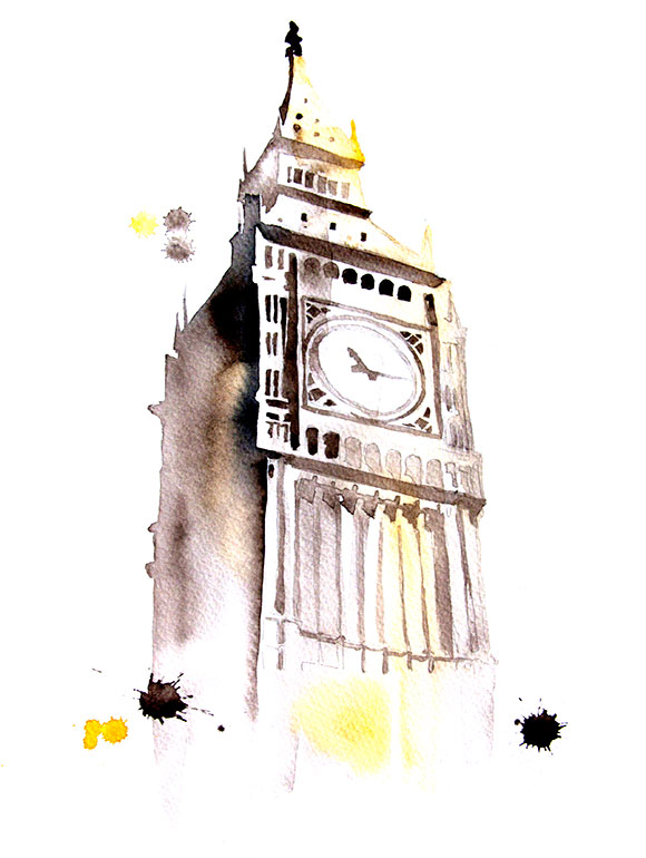 580x770 Watercolor Print Big Ben