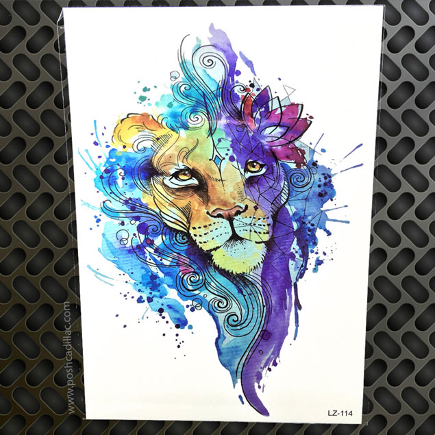 635x635 Big Watercolor Splash Art Colorful Temporary Waterproof Tattoo