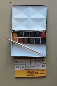 201x300 Winsor Newton 12 Color Watercolor Box Bijou No. 2 Vintage Unused