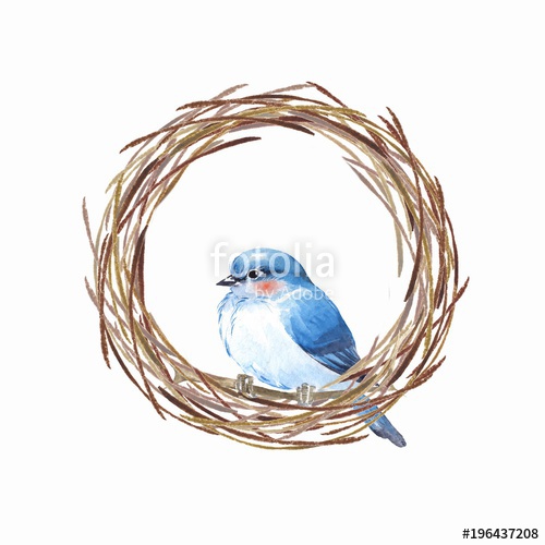 500x500 Bird And Nest. Watercolor Painting Stock Photo And Royalty Free