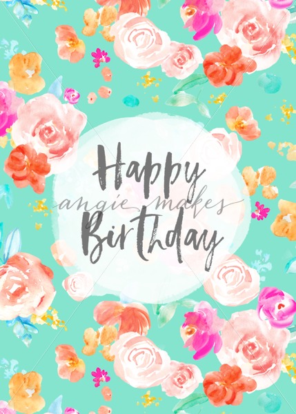429x600 Happy Birthday Card Download With Watercolor Flowers. This