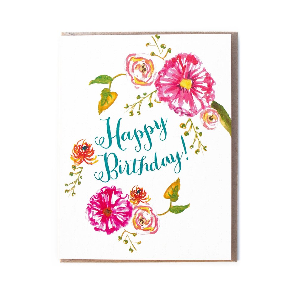 1000x1000 Happy Birthday Watercolor Floral Card Set The Paper + Craft Pantry