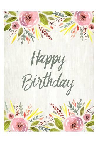 334x488 Happy Birthday Watercolor Floral Poster By Kimberly Allen