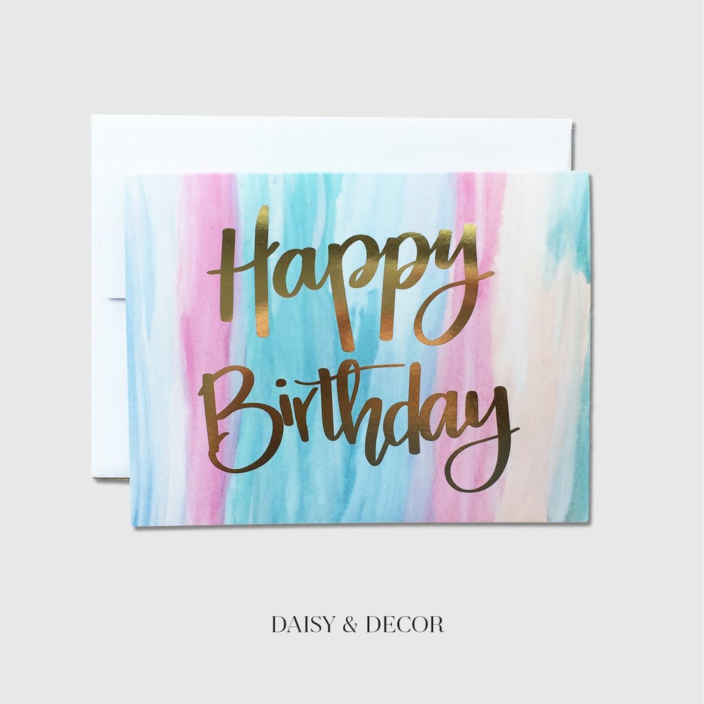 1024x1024 Happy Birthday Watercolor Greeting Card Daisy And Decor