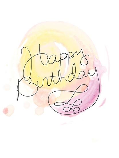 415x550 Note Card Watercolor Pink Happy Birthday