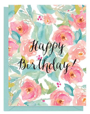372x470 Tropical Floral Watercolor Happy Birthday Card Paper On Pine