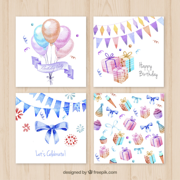 626x626 Watercolor Birthday Cards Vector Premium Download
