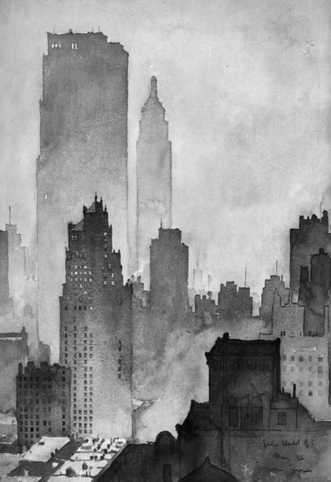 482x700 Nyc. Black And White Watercolour R.bohnenkamp Ciudades