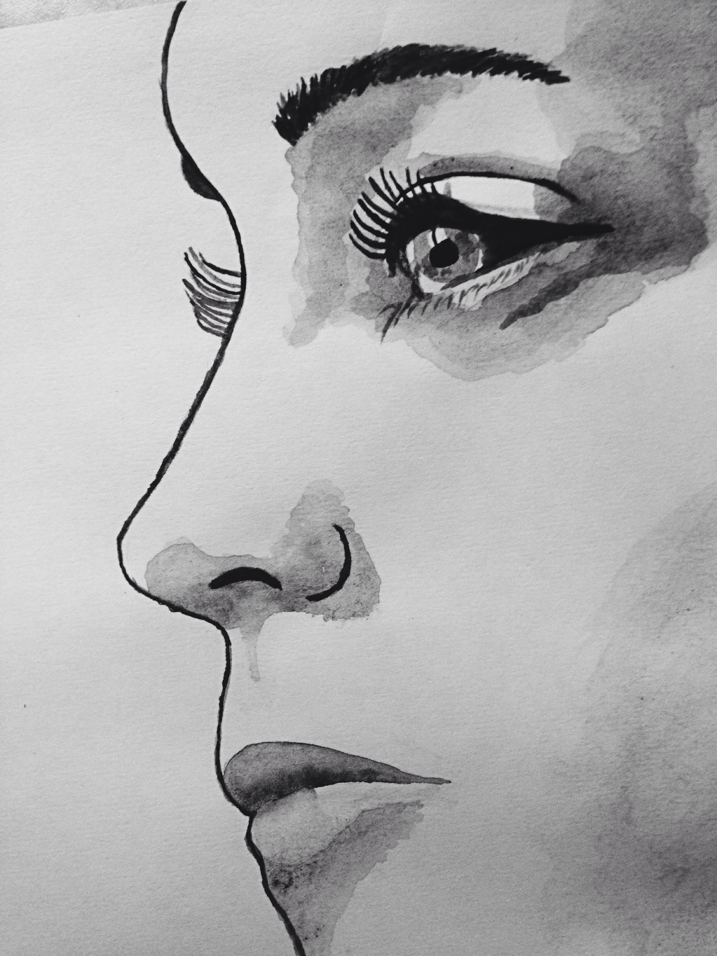 2370x3160 Watercolor Face Black And White. Speed Painting. Liz Webster