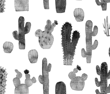 470x403 Black And White Watercolor Cactus