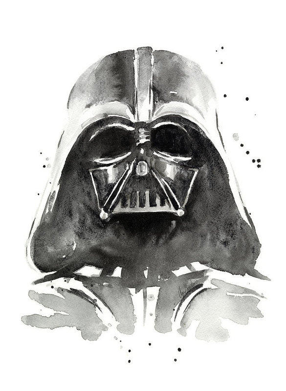 585x799 Darth Vader Watercolor Art Print By Olga Shvartsur