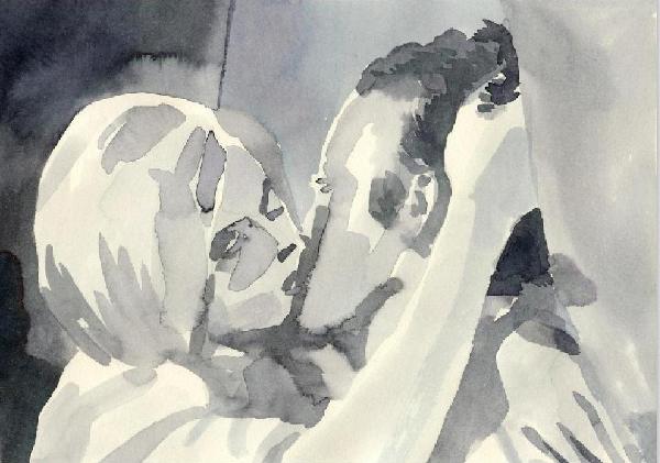 600x421 Lovely Watercolor Paintings Of Scenes From Black And White Movies