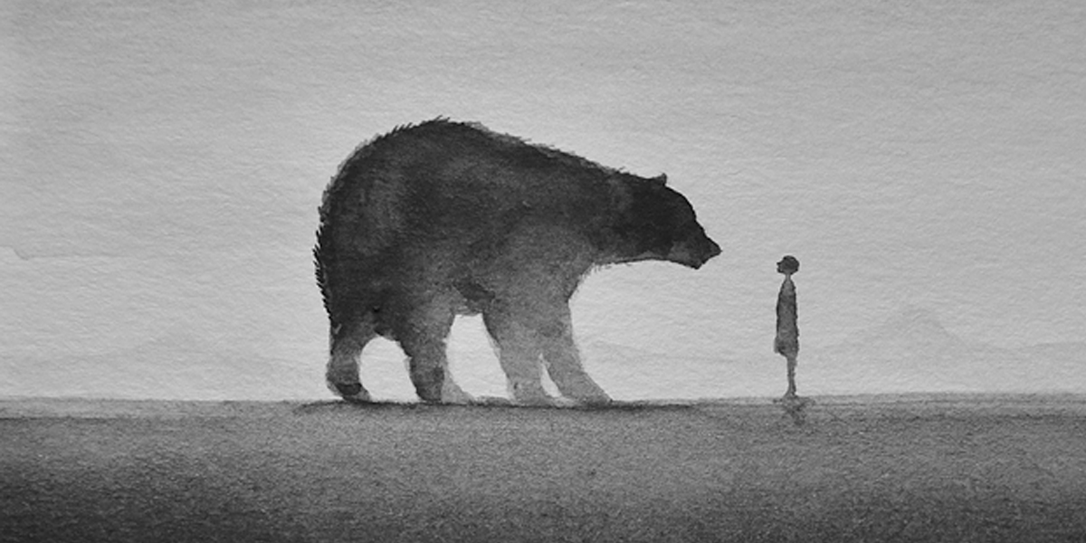 1200x600 Poetic Black And White Watercolors Of Children With Wild Animals