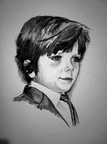 448x600 Black And White Watercolor Portrait
