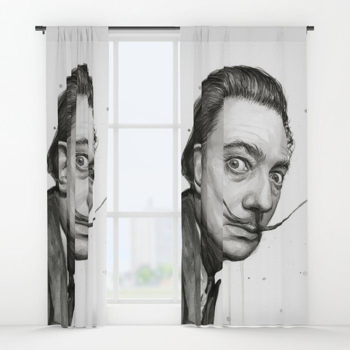 700x700 Dali Artist Watercolor Portrait Window Curtains By Olechka Society6