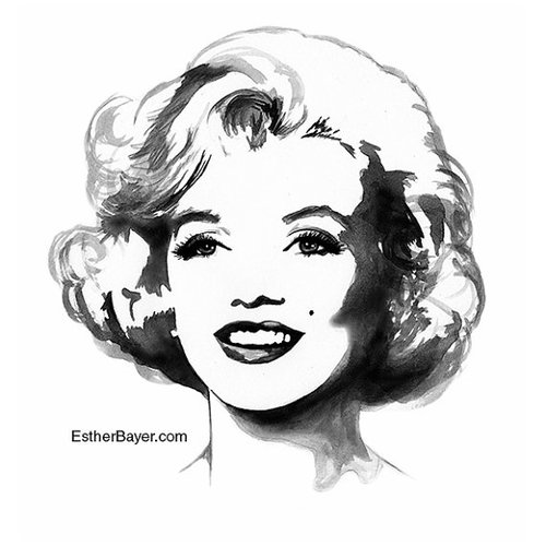 500x500 Marilyn Monroe Black Amp White Watercolor Illustration