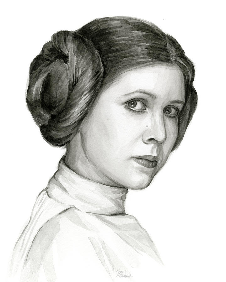 720x900 Princess Leia Watercolor Portrait Painting By Olga Shvartsur