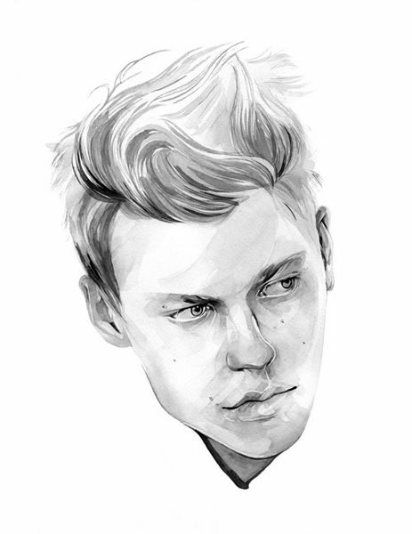 463x600 Realistic Black And White Drawings Made With Pencil And Watercolor