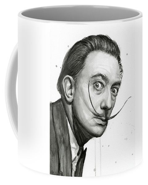 479x600 Salvador Dali Portrait Black And White Watercolor Coffee Mug For