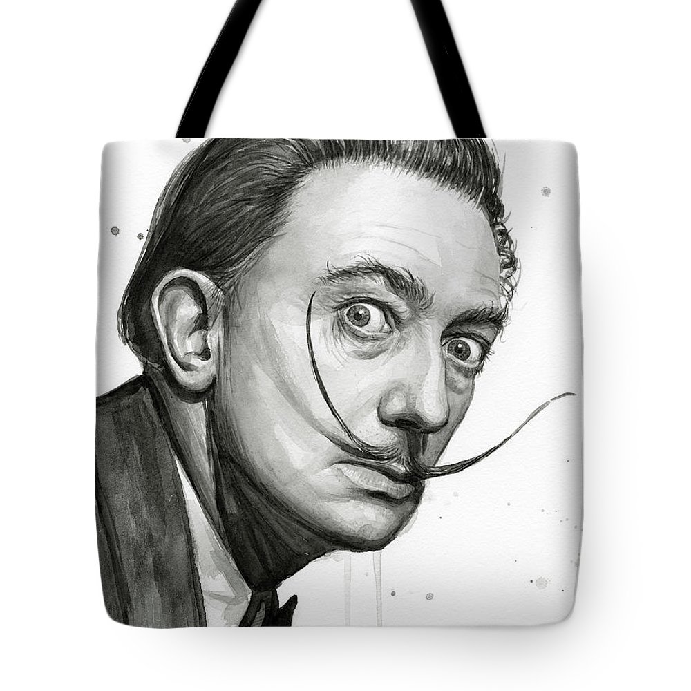 1000x1000 Salvador Dali Portrait Black And White Watercolor Tote Bag For