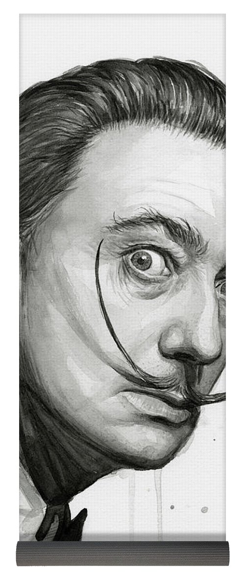 500x1171 Salvador Dali Portrait Black And White Watercolor Yoga Mat For