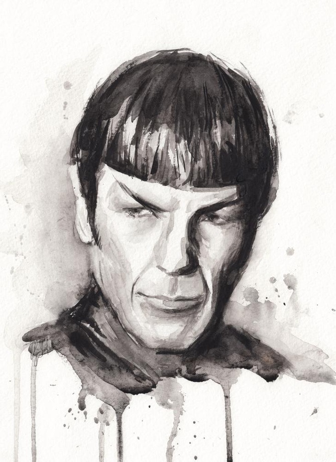 669x920 Spock Portrait Star Trek Watercolor Sci Fi Art, An Art Print By