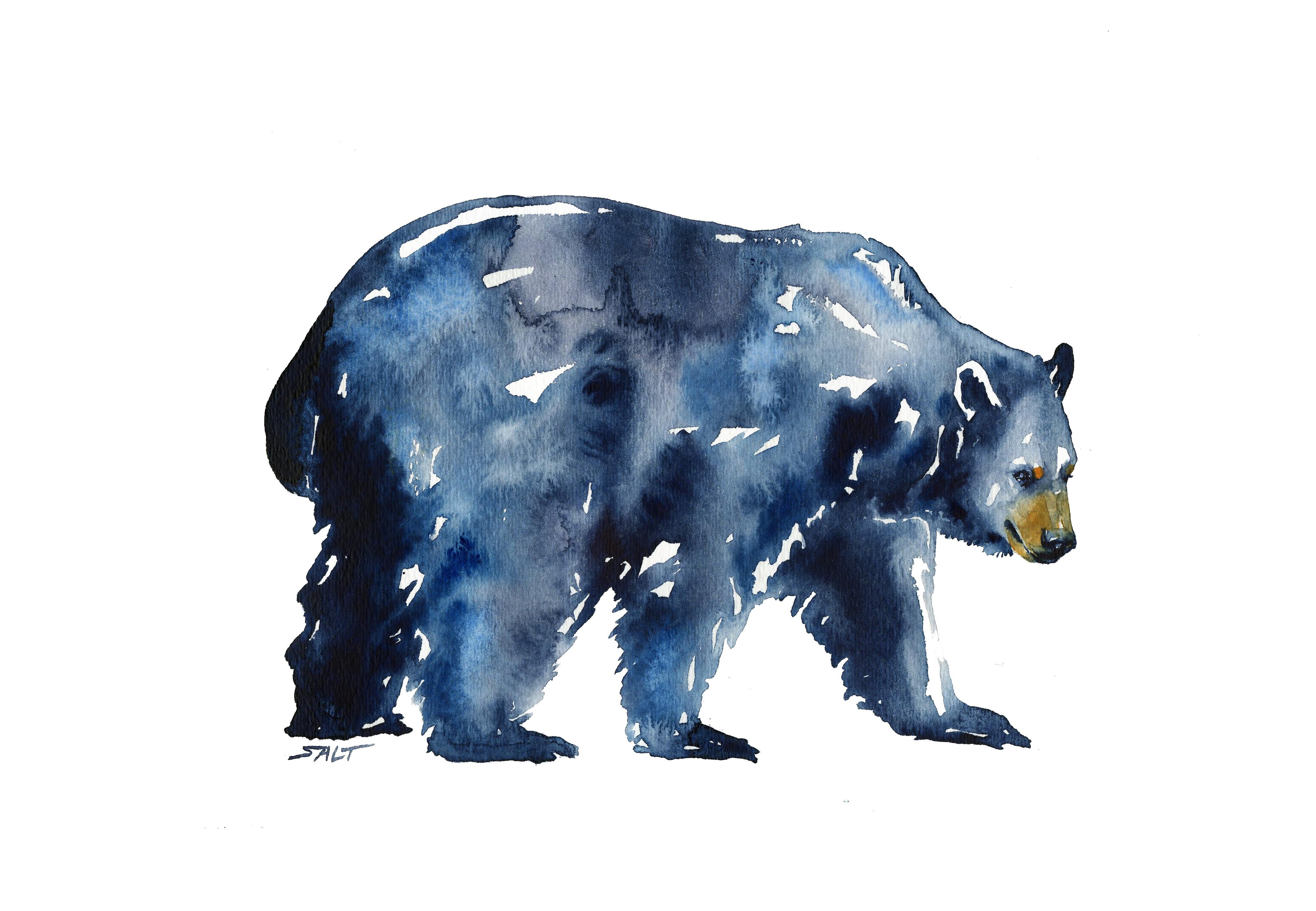 3900x2700 Black Bear, Watercolor, 9x12 Art