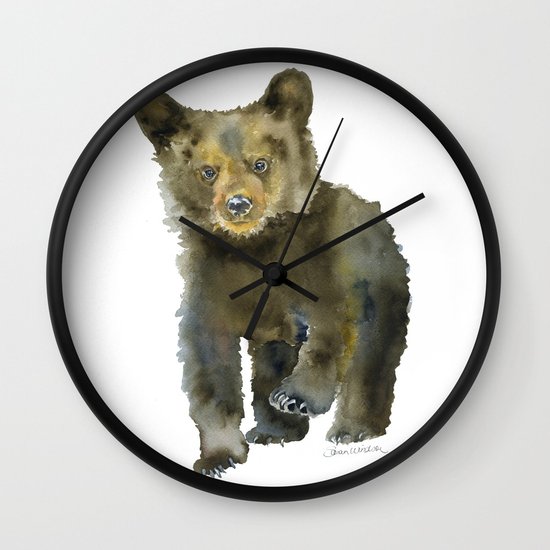 550x550 Black Bear Cub Watercolor Wall Clock By Susanwindsor Society6