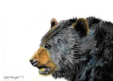 375x268 Black Bear Painting By Mary Thompson Watercolor Painting
