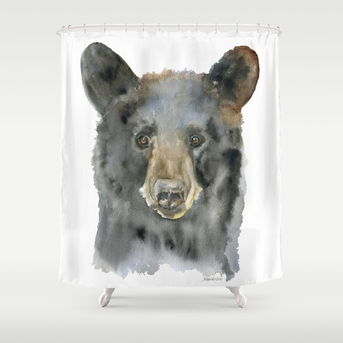 700x700 Black Bear Watercolor Shower Curtain By Susanwindsor Society6