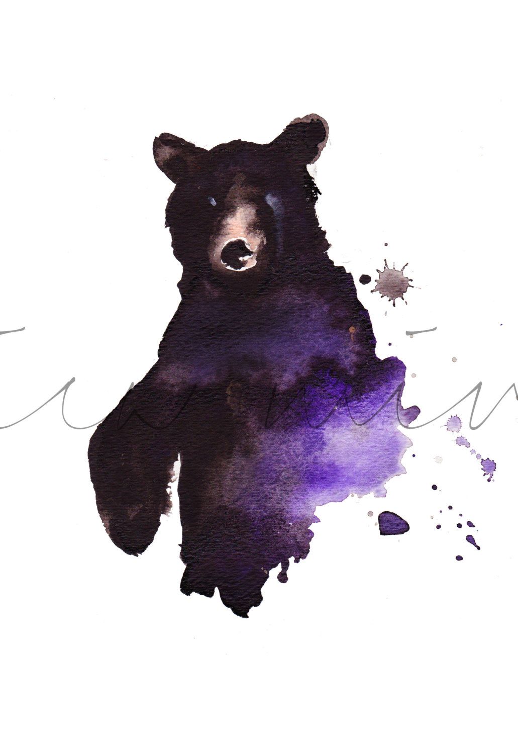 1031x1500 Black Water Bear, Black Bear Painting, Watercolor Bear, Statement