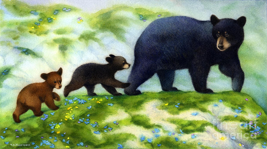 900x504 Cubs Day Out Black Bears Painting By Tracy Herrmann