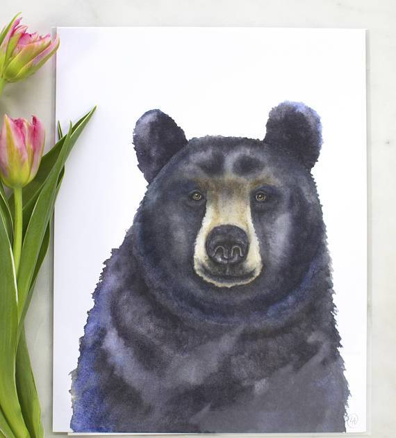 570x630 Watercolor Black Bear Art Print Laura Ashton Illustration Amp Design